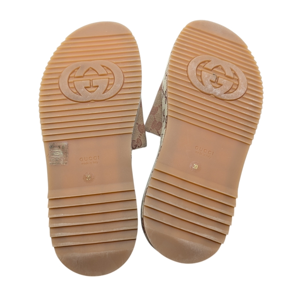 Gucci Angelina Burgundy Ruggine GG Monogram Logo Platform Slide Sandal EU 39 - Picture 8 of 9